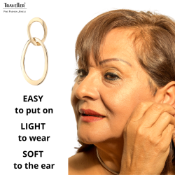 Traveller Clip-on Earrings - Drop Earrings - 22ct Gold plated - Double Hoop - Gold-coloured - 33 x 14 mm - 157230