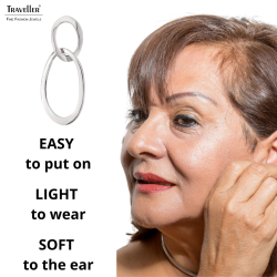 Traveller Clip-on Earrings - Drop Earrings - Platinum plated - Double Hoop - Silver-coloured- 33 x 14 mm - 157231