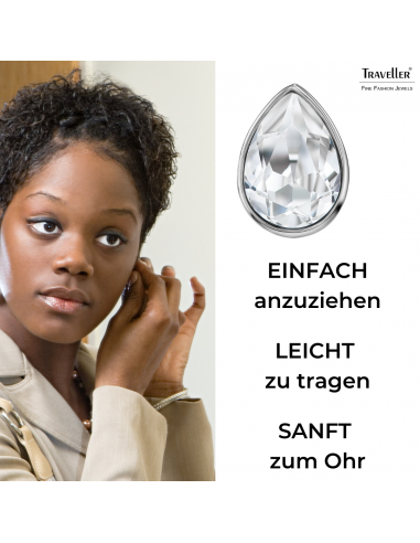 Traveller Ohrclips - Silberfarben - Kristalle - Tropfen - Platiniert - 15 x 11 mm - 157655
