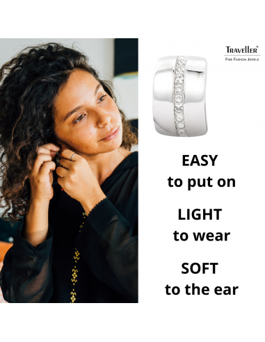 Traveller clip earring - crystals - platinum plated - 156592