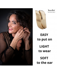 Traveller Clip-on Earrings - 22ct Gold plated - matt/ shiny - Gold-coloured - Wave - 18x9 mm - 155100