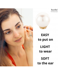 Traveller Clip-on Earrings - Pearls - 14 mm - White - 22ct Gold plated - Gold-coloured - 801014