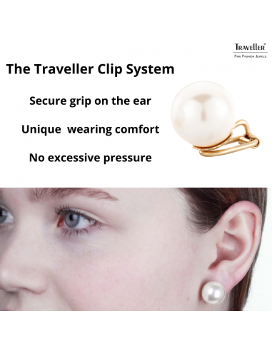 Traveller Clip-on Earrings - Pearls - 14 mm - White - 22ct Gold plated - Gold-coloured - 801014