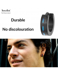 Traveller Hoop Earrings - Men - Stainless steel - Black - Carbon Blue - 181178