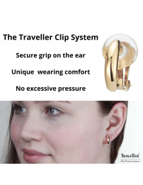 Traveller Clip-on Earrings - Gold coloured - Hoop-shaped - Gold plated - 14x4 mm - 156794