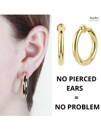 Traveller Clip-on Earrings - Hoops - 22ct Gold plated - Gold-coloured - 25 mm - 155048