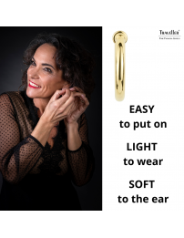 Traveller Clip-on Earrings - Hoops - 22ct Gold plated - Gold-coloured - 25 mm - 155048