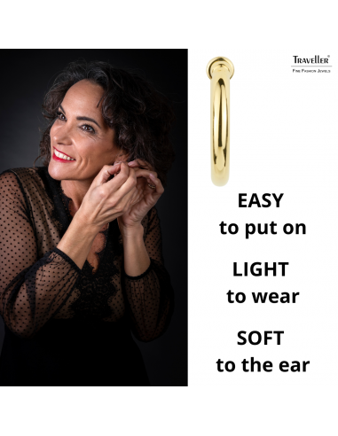 Traveller Clip-on Earrings - Hoops - 22ct Gold plated - Gold-coloured - 25 mm - 155048