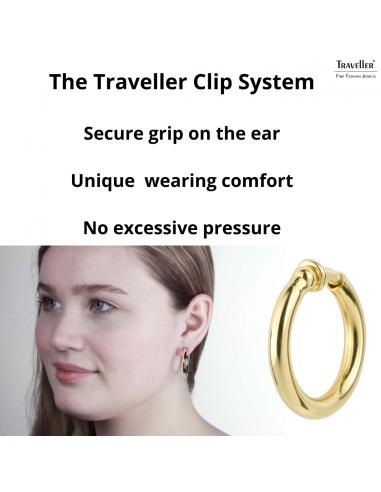 Traveller Clip-on Earrings - Hoops - 22ct Gold plated - Gold-coloured - 25 mm - 155048