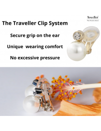 Traveller Clip-on Earrings - Pearl - 10 mm - White - Preciosa Crystals - 22ct Gold plated - 15x10 mm - 113881