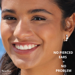 Traveller Clip-on Earrings - Gold coloured - Preciosa Crystals - 22ct Gold plated - 14x6 mm - 155804