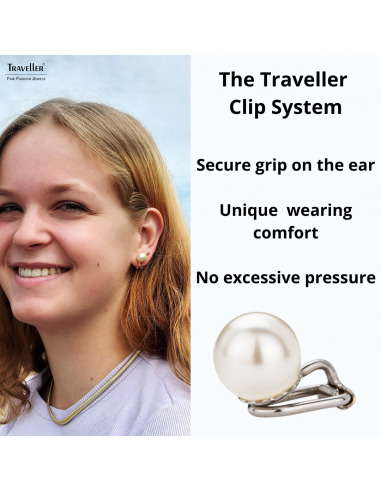 Traveller Clip-on Earrings - Pearls -  10 mm - Creme - Platinum plated - Silver-coloured - 15x10 mm - 714110