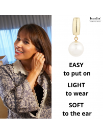 Traveller Clip-on Earrings - Pearl - Drop earring - 12 mm - Cream - 22ct Gold plated - 30x12 mm - 113718