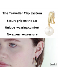 Traveller Clip-on Earrings - Pearl - Drop earring - 12 mm - Cream - 22ct Gold plated - 30x12 mm - 113718