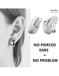 Traveller Clip-on Earrings - Platinum plated - Matt/ shiny - Wave - Silver-coloured - 18x9 mm - 155101