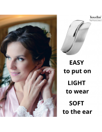 Traveller Clip-on Earrings - Platinum plated - Matt/ shiny - Wave - Silver-coloured - 18x9 mm - 155101