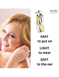 Traveller Clip-on Earrings - Stainless Steel - Bicolour - Gold- and Silver-coloured - Twist Effect - 19 mm - 182045