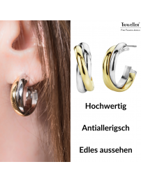 Traveller Creolen - Edelstahl - Bicolor - Gold- und Silberfarbe - Twist-effekt - 19 mm - 182046