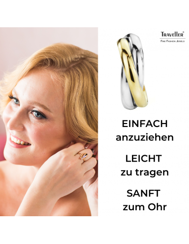 Traveller Creolen - Edelstahl - Bicolor - Gold- und Silberfarbe - Twist-effekt - 19 mm - 182046