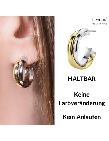 Traveller Creolen - Edelstahl - Bicolor - Gold- und Silberfarbe - Twist-effekt - 19 mm - 182046