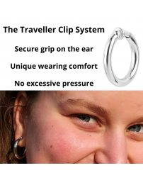 Traveller Clip-on Earrings - Hoops - Platinum plated - Silver-coloured - 25 mm - 155049