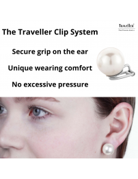 Traveller Clip-on Earrings - Pearls - 14  mm - White - Platinum plated - Silver-coloured - 801114