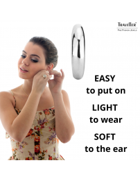 Traveller Clip-on Earrings - Platinum plated - Hoop-shaped - Silver-coloured - 14x4 mm - 156795