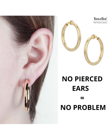Traveller Clip-on Earrings - Hoop Earrings - 22ct Gold Plated - Ø 33 mm - 155050