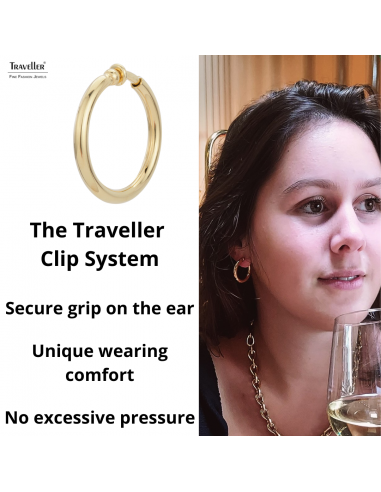 Traveller Clip-on Earrings - Hoop Earrings - 22ct Gold Plated - Ø 33 mm - 155050