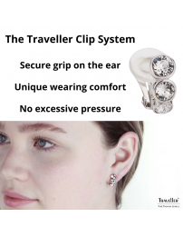 Traveller Clip-on Earrings - Platinum plated - Preciosa Crystals - Silver-coloured - 14x6 mm - 155805
