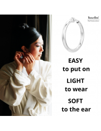 Traveller Clip-on Earrings - Hoop - Platinum plated - Silver-coloured - 33 mm - 155051