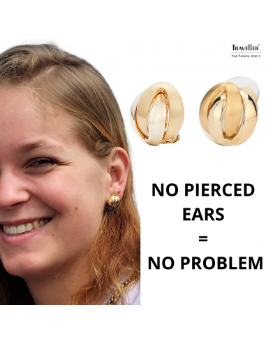 Traveller Clip-on earrings - 22ct Gold plated - Matt/ shiny - Knot - Gold-coloured - 15 mm - 157159