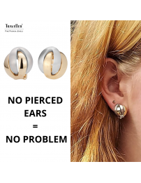 Traveller Clip-on Earrings - 22ct Gold & Platinum plated - Matt/ shiny - Knot - Bicolour - 15 mm - 157161