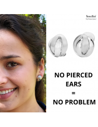 Traveller Clip-on Earrings - Platinum plated - Matt/ shiny - Knot - Silver-coloured - 15 mm - 157160