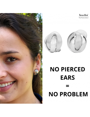 Traveller Clip-on Earrings - Platinum plated - Matt/ shiny - Knot - Silver-coloured - 15 mm - 157160