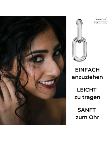 Traveller Ohrclips - Hänger - Silberfarben - Glieder - Platiniert - 23 x 7 mm - 157664