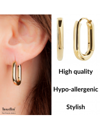 Traveller Hoop Earrings - Stainless Steel - Gold-coloured - 14 mm - 181131