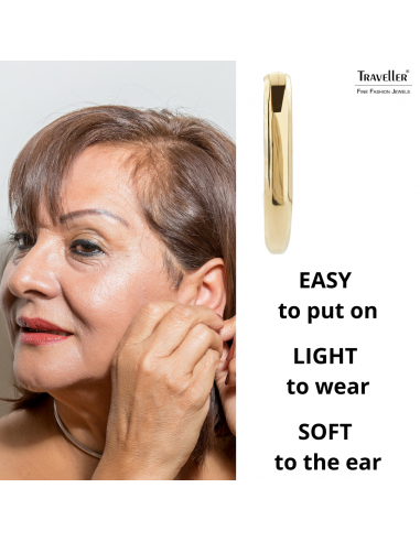 Traveller Hoop Earrings - Stainless Steel - Gold-coloured - 14 mm - 181131