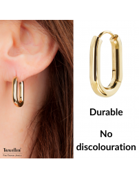 Traveller Hoop Earrings - Stainless Steel - Gold-coloured - 14 mm - 181131