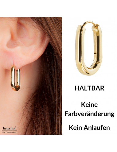 Traveller Creolen - Edelstahl - Goldfarbe - 14 mm - 181131