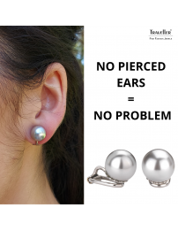 Traveller Clip-on Earrings - Pearls - 10 mm - Pale grey - Platinum plated - Silver-coloured - 15x10 mm - 710110