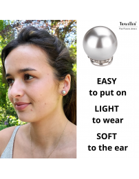 Traveller Clip-on Earrings - Pearls - 10 mm - Pale grey - Platinum plated - Silver-coloured - 15x10 mm - 710110