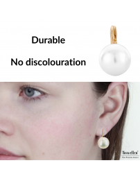 Traveller Drop Earrings - Pearl - 12 mm - White - Gold Plated - 700612