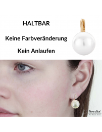 Traveller Ohrhänger - Brisur - Perle - 12 mm - Weiss - Vergoldet - 700612