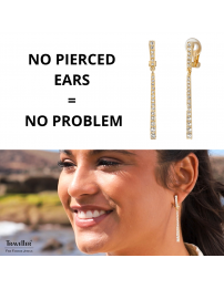 Traveller Clip-on Earrings - Drop Earrings - Gold coloured - Preciosa Crystals - 22ct Gold plated - 55 mm - 157355
