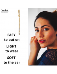 Traveller Clip-on Earrings - Drop Earrings - Gold coloured - Preciosa Crystals - 22ct Gold plated - 55 mm - 157355