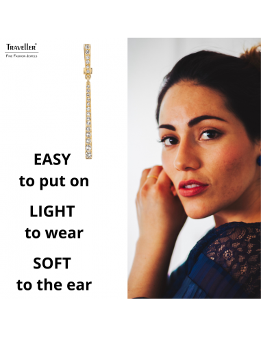 Traveller Clip-on Earrings - Drop Earrings - Gold coloured - Preciosa Crystals - 22ct Gold plated - 55 mm - 157355