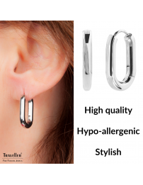 Traveller Hoop Earrings - Stainless Steel - Silver-coloured - 14 mm - 181132