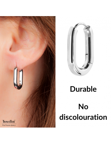 Traveller Hoop Earrings - Stainless Steel - Silver-coloured - 14 mm - 181132