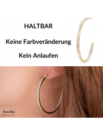 Traveller Creolen - Goldfarbe - Edelstahl - Preciosa Kristalle - Vergoldet - 40 mm - 182043